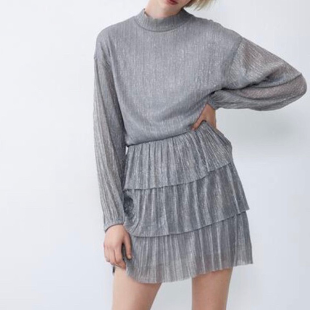 Zara silver ruffle dress
